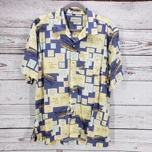 Cutter & Buck Men's Keeler Airlines Passport Stamp Print Shirt Medium